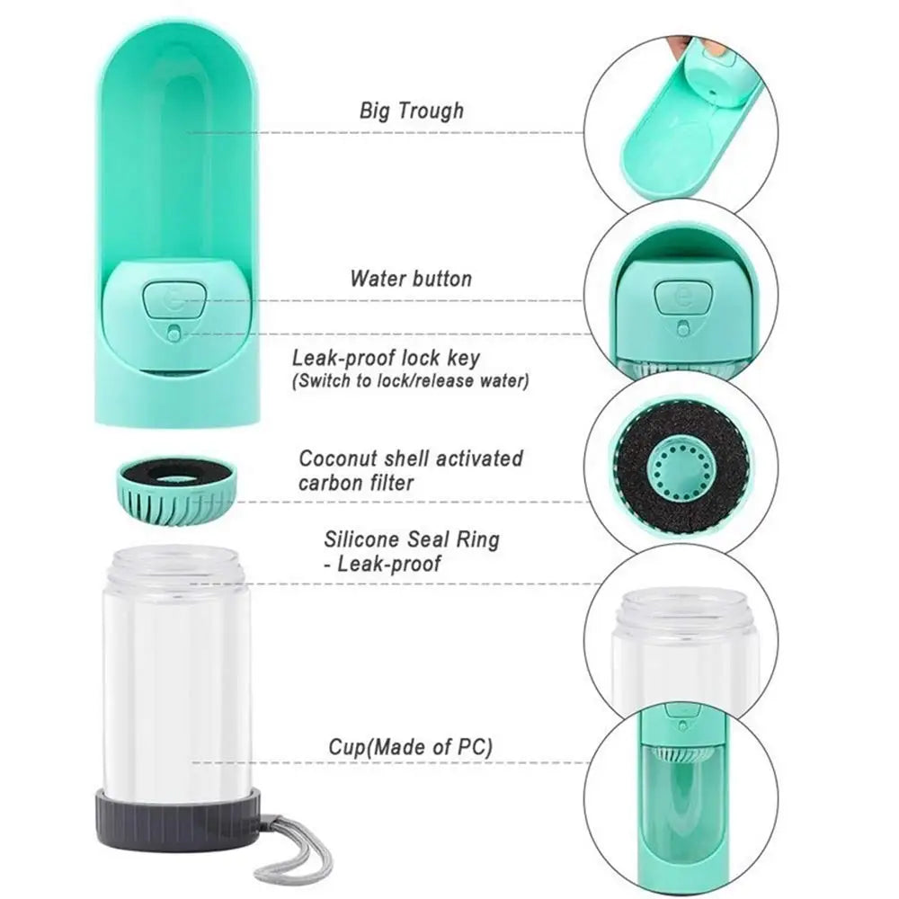 HydratePaw™ Portable Pet Water Bottle with Activated Carbon Filter