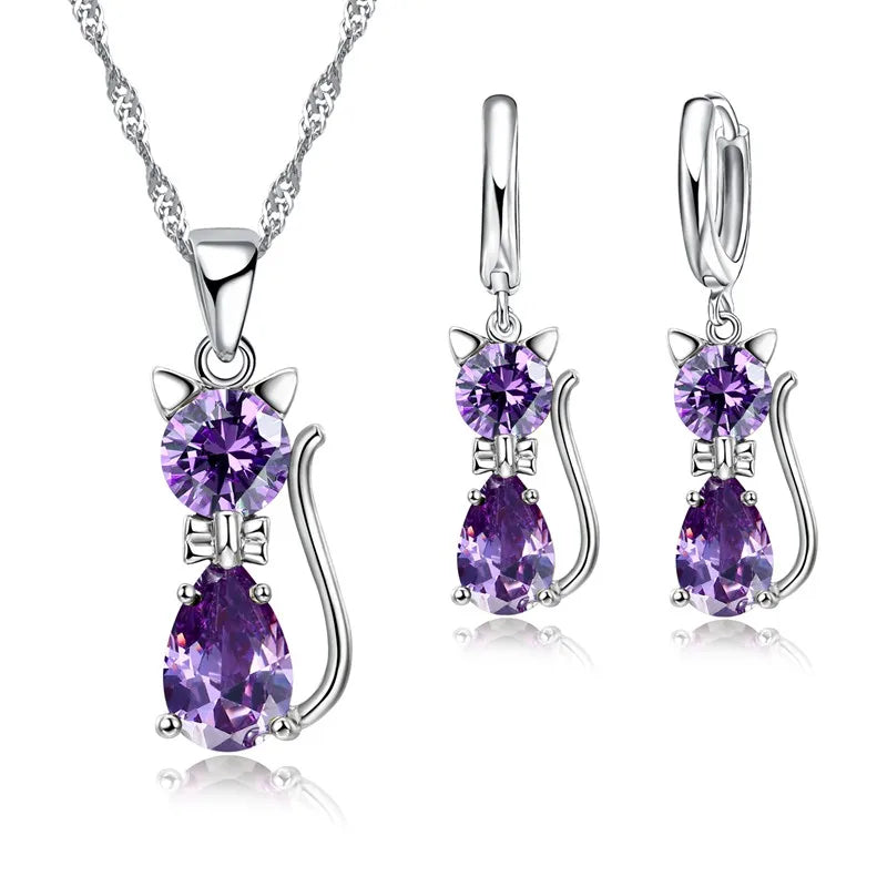 Fine Silver Crystal Jewelry Set