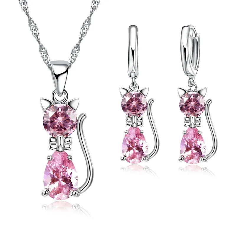 Fine Silver Crystal Jewelry Set