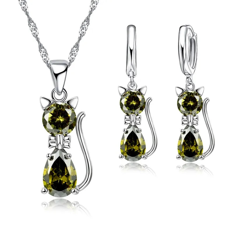 Fine Silver Crystal Jewelry Set