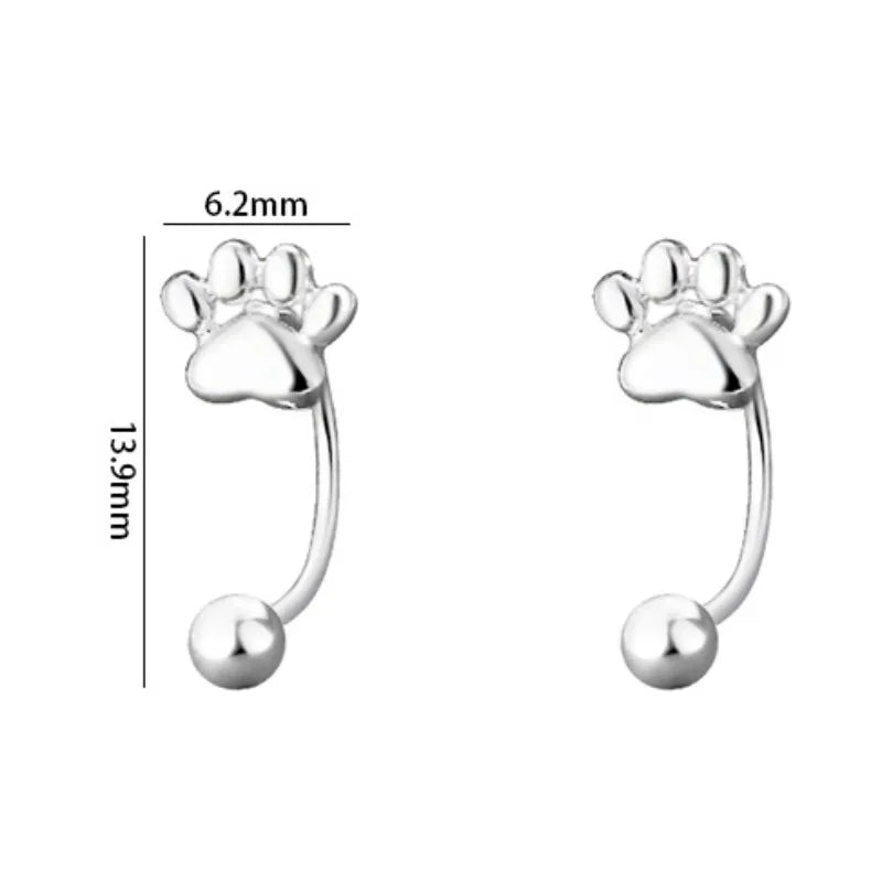 PawPrint Elegance: Sterling Silver Paw Stud Earrings