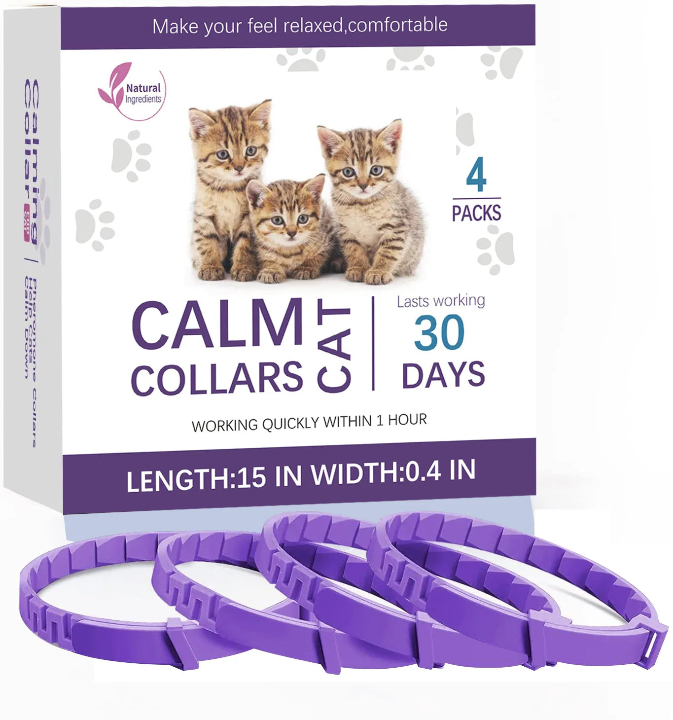 TranquilPaws Cat Calming Collar - 4PCS Set