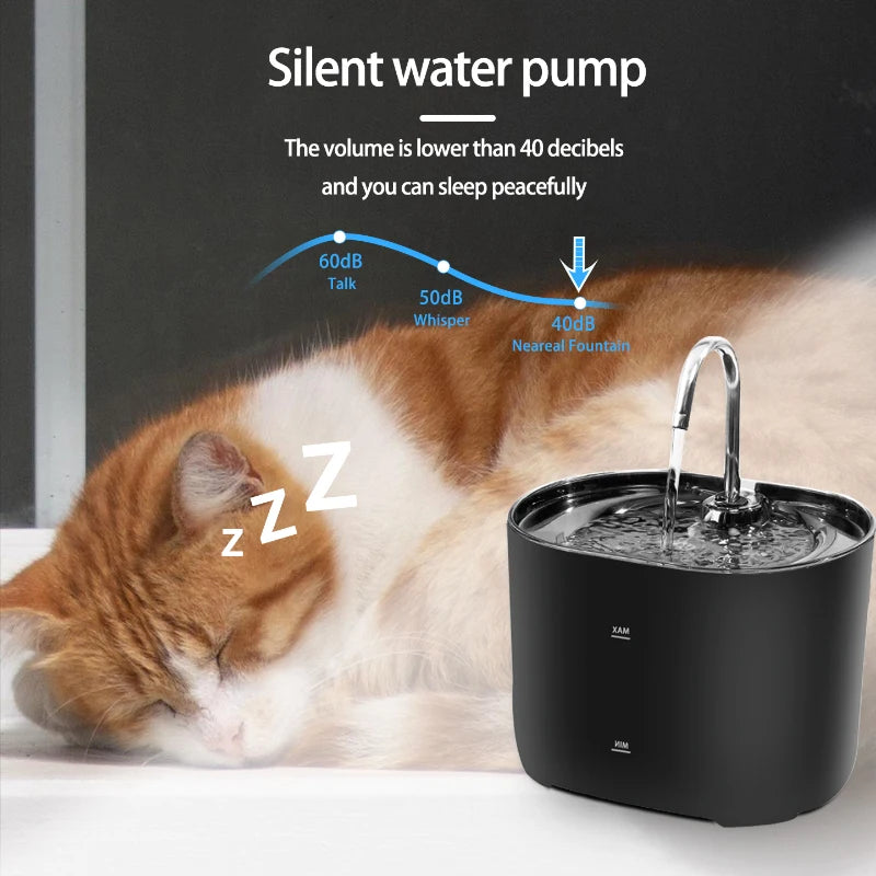 Premium Stainless Steel Cat Water Fountain – 2.2L Automatic Pet Water Dispenser