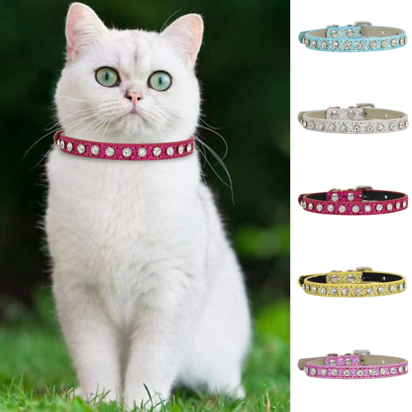 Glamour Paws: Rhinestone Feather Cat Collar