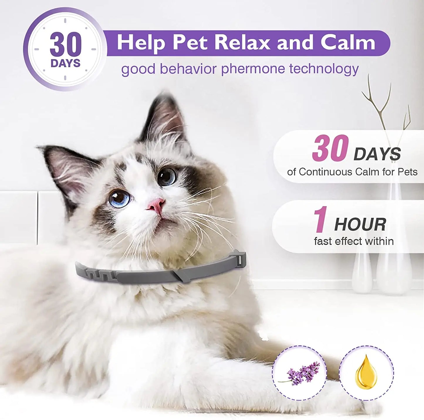 TranquilPaws Cat Calming Collar - 4PCS Set